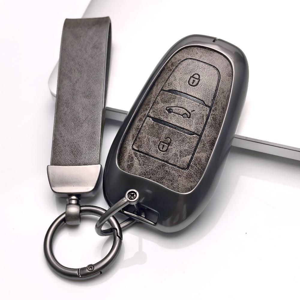 Сплав цинка Натуральная кожа Подходит для Peugeot 2008 3008 4008 5008 308 408 508 Citroen C5 C4 C4L C6 C3-Xr Picasso Grand Ds3 Чехол-футляр для брелока авто