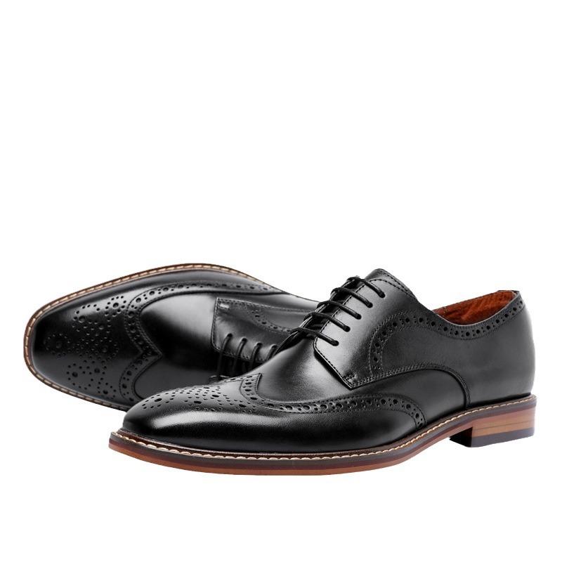 2019 Мужская обувь Деловые кожаные туфли Brock Retro Gentleman Shoes Шнуровка Первый слой коровьей кожи Мужская обувь