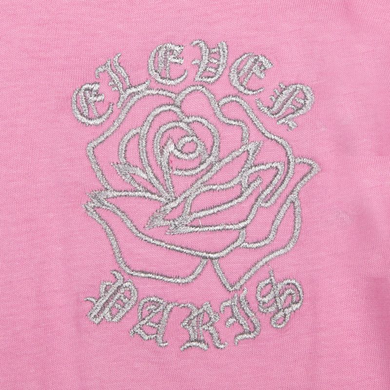 Детская однотонная хлопковая вышитая розовая футболка ELEVEN PARIS