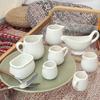Creative Pure White Ceramic Coffee Small Milk Cup Pot Pot Steak Cup Sauce with Handle Size Sugar Jar Milk Spoon Beak