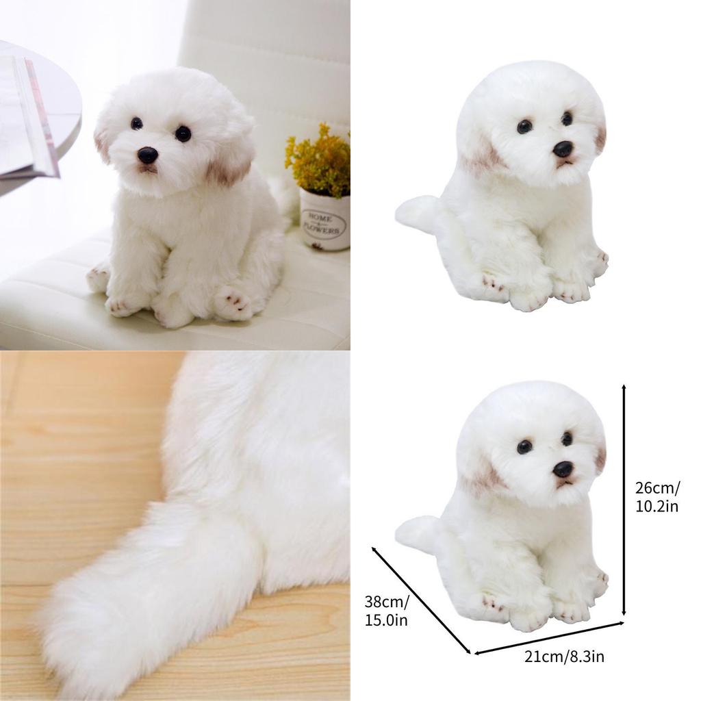 Очаровательная белая мальтийская плюшевая игрушка, наполнена волокном, длинношерстное чучело животного, 33x24x16см/38x26x21см