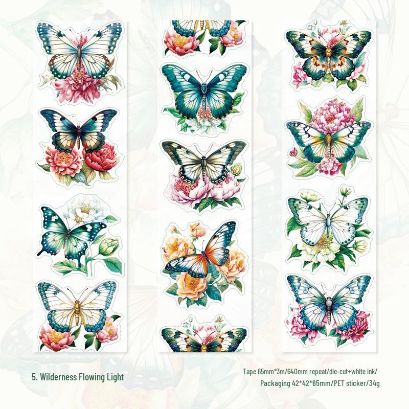 Серия Yanji Butterfly Shadow - ПЭТ-лента для журнала с высечкой - 6 стилей для декора и коллажа