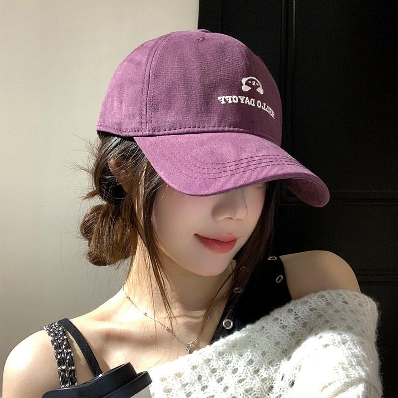 Trendy Purple Wide Brim Baseball Hat Women Soft Top Duckbill Cap Leisure Wear