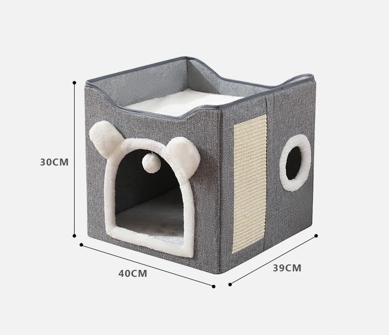 Вэничи Кошачий домик для нескольких кошек Кошачья игра Кошачий домик с когтеточкой Домашние кошки полюбят Домашний Стильный и Легкий для Снятия Стресса Кошки, 2-ярусный