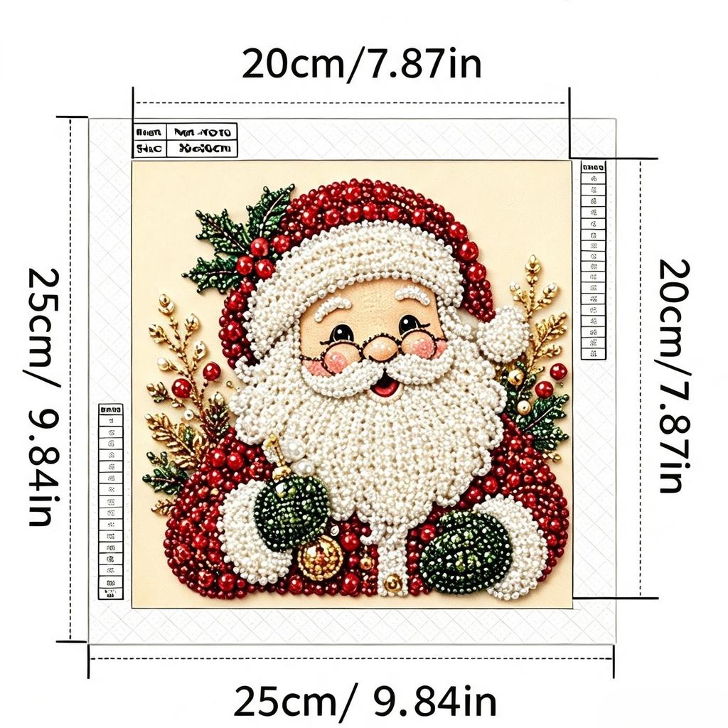 DIY Christmas Pearl Diamond Painting Acrylic 2D Flat Print 3D Art, 25x25 cm Frameless Wall Decor for Adults and Beginners
