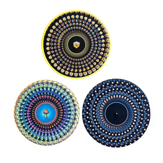 2/3 шт. Анимированный зоотропный слипмат 12 дюймов Оптическая иллюзия Мати для проигрывателя Анимированный виниловый слипмат с эффектом движения зоотропа Кинетическая визуальная пластинка