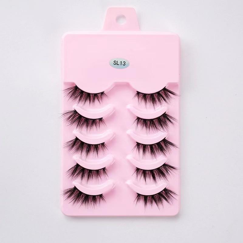 Половинные ресницы, 5 пар натуральных пушистых накладных ресниц, манга, 3D искусственные норковые ресницы, мягкие крылатые ресницы, инструмент для наращивания ресниц