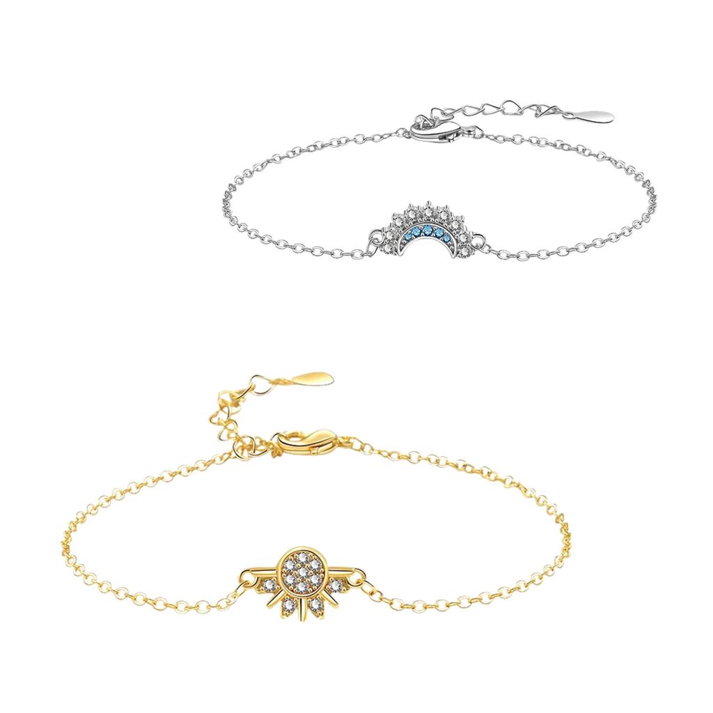 Moon Sun Bracelet For Women With Cubic Zirconia Fashionable Elegant Jewelry Gift