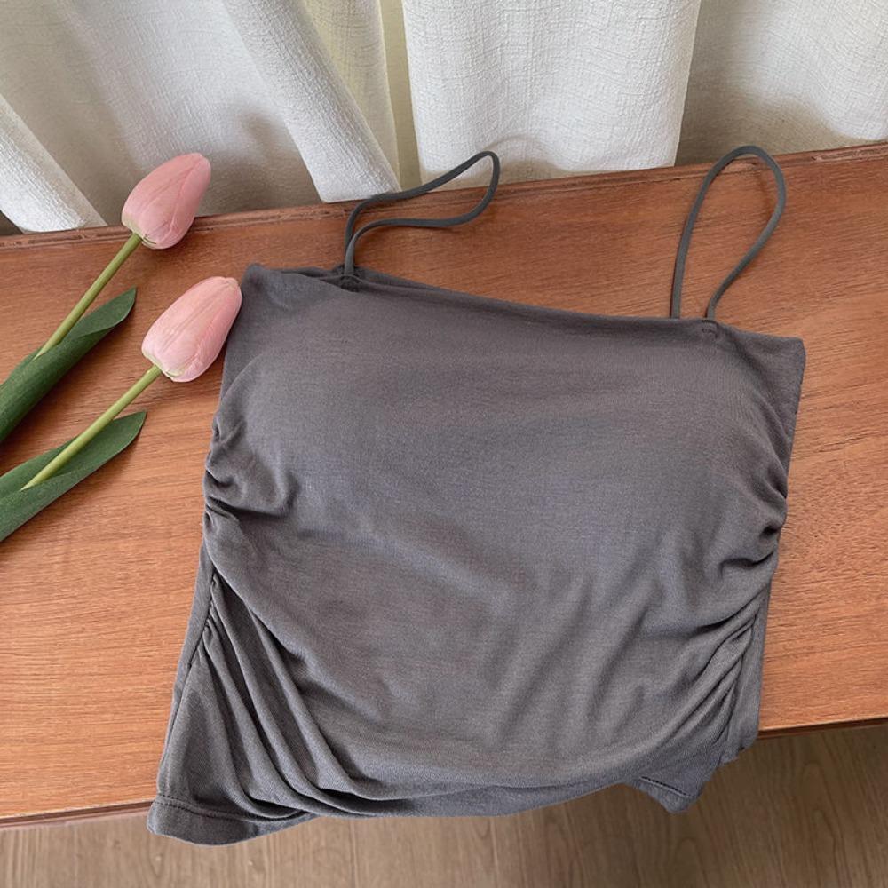 Укороченный топ с подкладкой на груди, однотонный топ с бретельками через шею, женская летняя майка с открытой спиной, модный повседневный топ-труба, женский укороченный жилет без рукавов