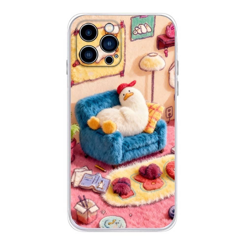 Cute Cartoon D-Duck Design Kawaii Phone Case for iPhone 16,15,14,13,12,11 Pro,Max,17,Air,E,Mini Anti-Fingerprint Anti-Shock TPU