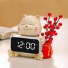 New Cute Electronic Clock Digital Cartoon Cat Silent Desk Clock Pendant Desktop Student Wake Up Alarm Clock
