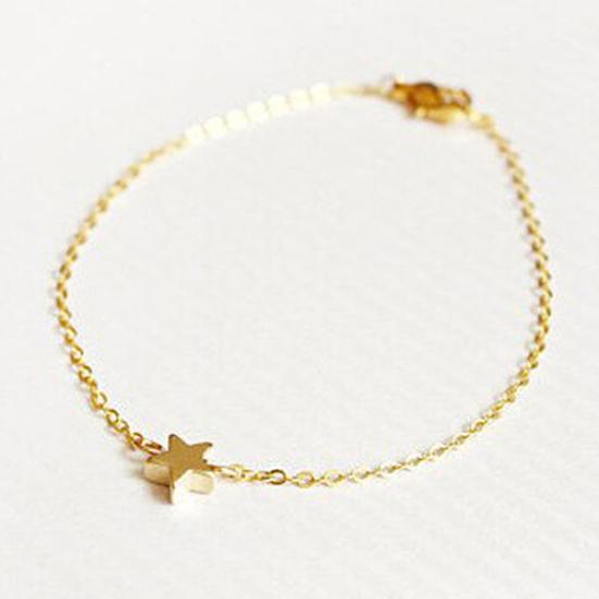 Women's Girls' Jewelry Gift Gold Plated Charm Chain Star Bracelet