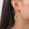 Floral Flowers Hoop Drop Earrings for Women Stainless Steel Bohemian Gold Dangle Earrings Jewelry Trend Gift