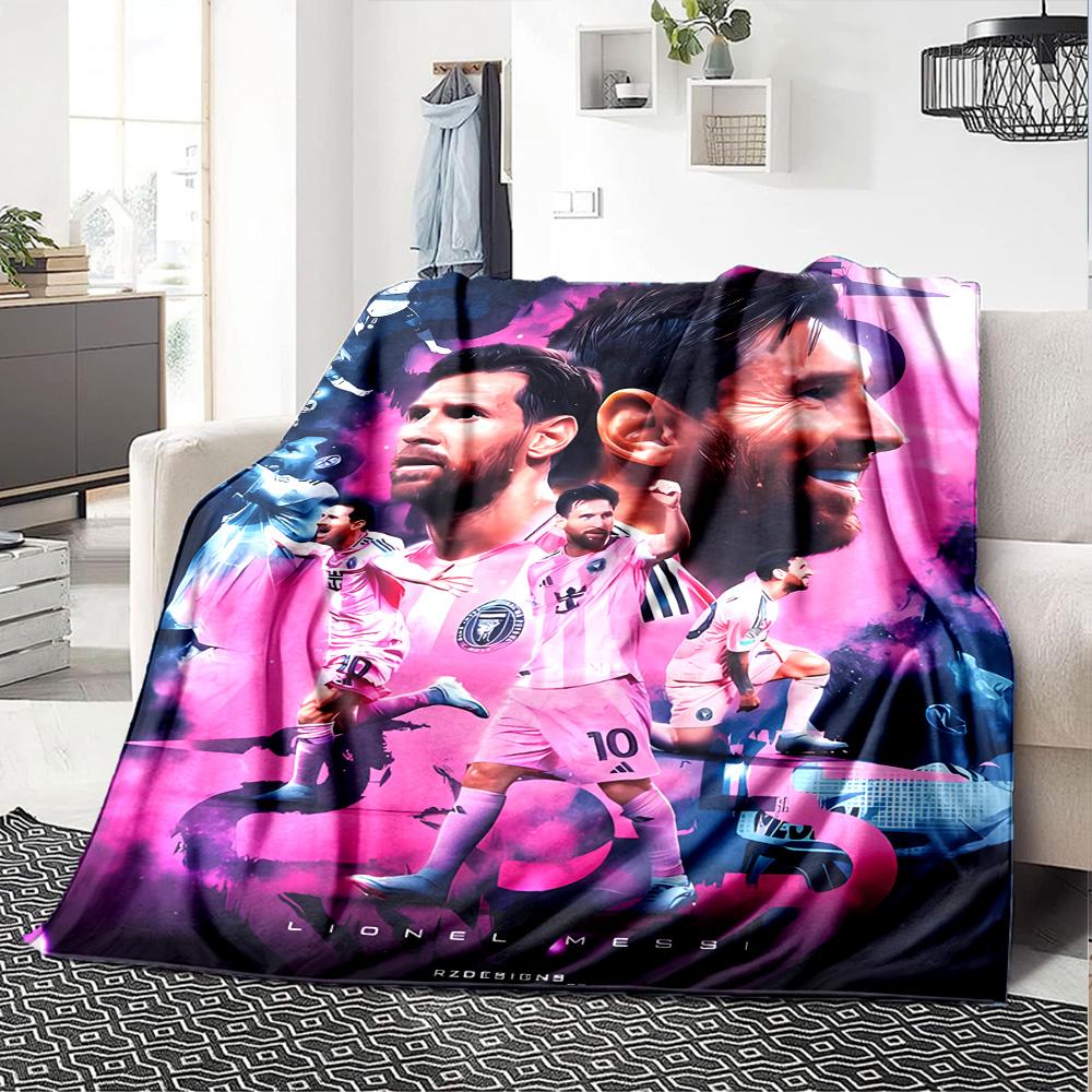 Pink Neon Soccer Stars Blanket Ultra-Soft Perfect for Bedding Office Bed All-Season Use Modern Style Perfect Gift for Relatives and Friends