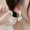 Корейские белые ракушечные цветочные лепестковые серьги-подвески для женщин, новые модные серьги с кристаллами циркония, ювелирные изделия в подарок