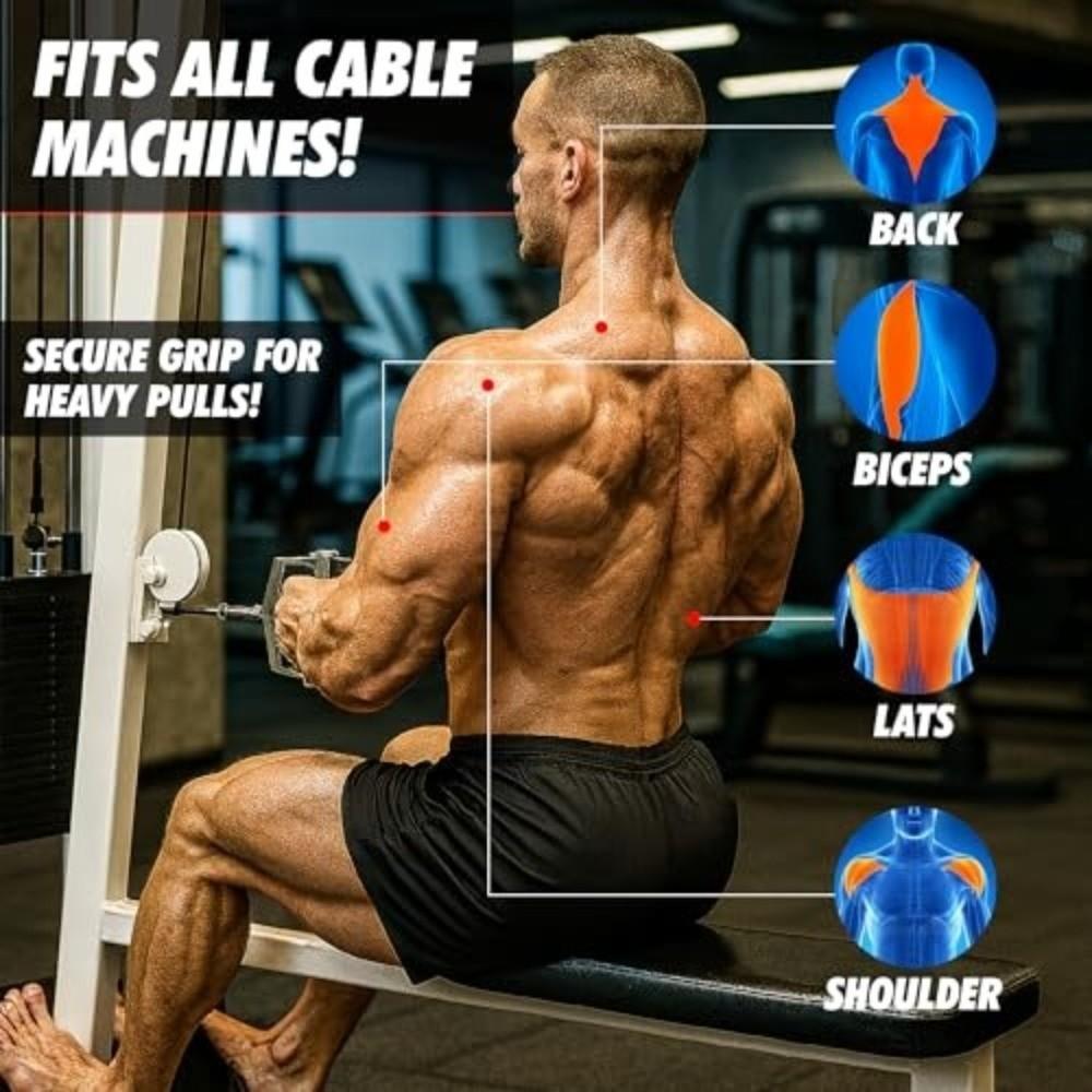 Heavy Duty Pull Down Cable Machine Attachment Rubber Handgrips Double D Handle  Home Gym