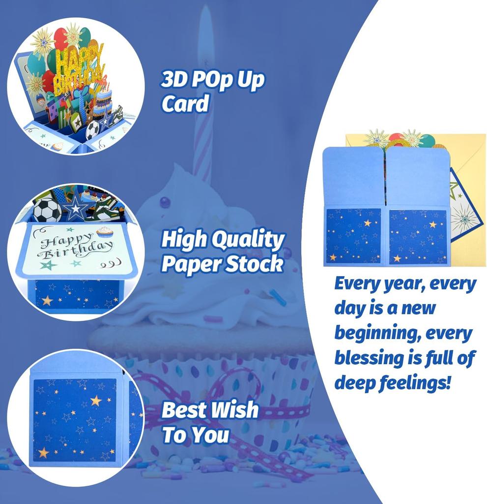 Всплывающая открытка на день рождения 3D-открытка на день рождения с конвертами и бирками для заметок, поздравительные открытки, подарки