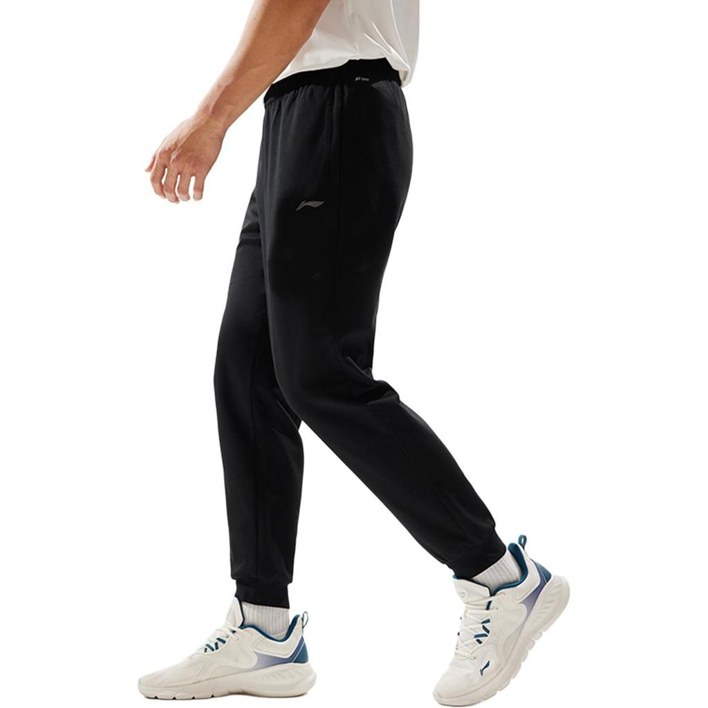 Мужские спортивные штаны Li Ning Fitness Series, однотонные, удобные, быстросохнущие, трикотажные, черные AKLU147-1