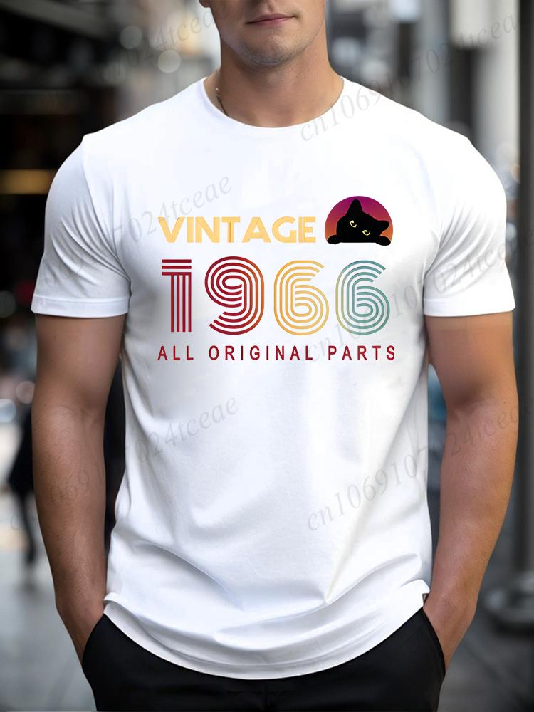 Vintage 1966, All Original Parts Man T Shirt Fashion Brand Clothing T Shirts Made in 1966 Limited Edition Birthday Shirt Tops