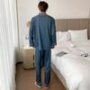Мужская домашняя одежда из шелка Ice Silk, весенняя и осенняя, комплект из 2 предметов, пижамный комплект с длинными рукавами, летняя тонкая жаккардовая домашняя одежда с узором «гусиная лапка»