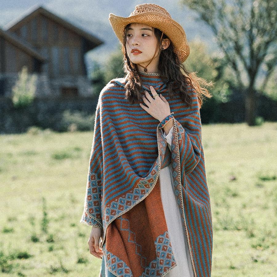 Дышащая, теплая и универсальная домашняя, осенне-зимняя женская шаль для путешествий, толстый плащ, одеяло с кондиционером