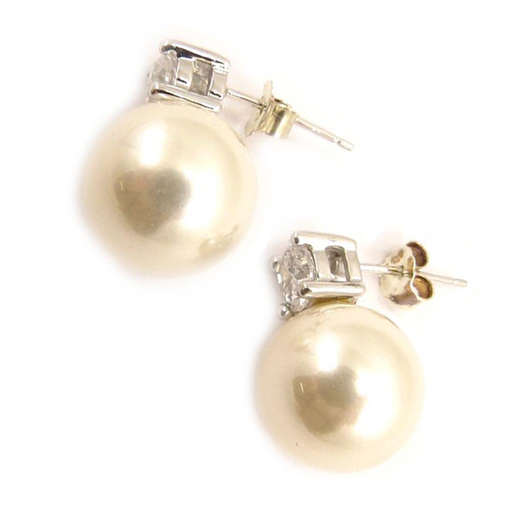 Les Trésors De Lily [D7535] - Серебряные серьги Pearl Legend цвета слоновой кости (родиевое покрытие) - 12 мм
