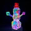Christmas Prismatic Iridescent Snowman Ornaments LED Light Up Snowman Figurine USB Powered Table Decor for Holiday Decoration