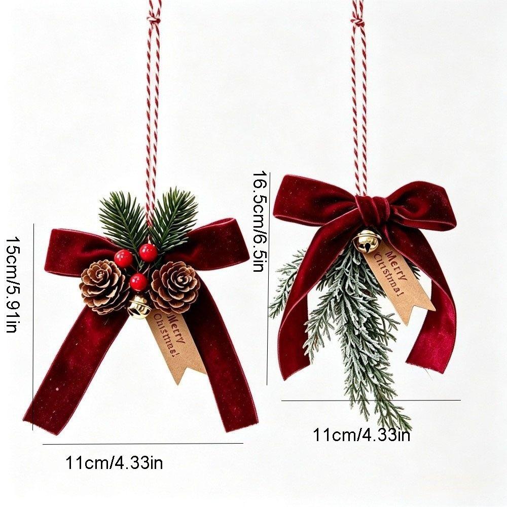 Red Christmas Pendant Velvet Christmas Tree Decoration Exquisite Xmas Tree Pendant Home Door Decor