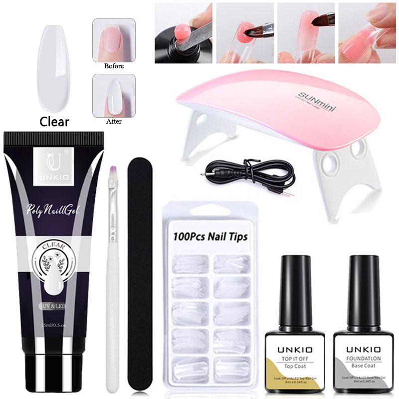 7 шт./компл., 15 мл, набор для наращивания ногтей, набор поли УФ-гелей, набор для создания УФ-геля, полуперманентный гель для ногтей для наращивания ногтей