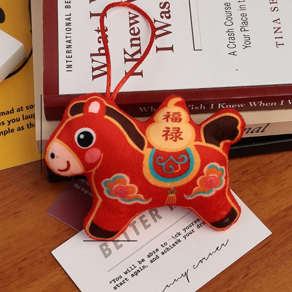 Red Chinese Zodiac Horse Doll Cartoon Mascot Traditional Pony Plush Doll  New Year