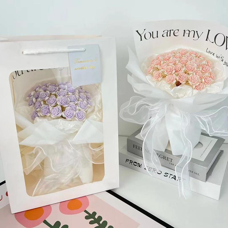 1Set DIY Rose Flower Material Bag Bouquet Not Withering Gift Wedding Party Handmade