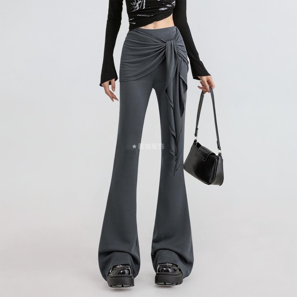 Women's Sexy Solid Colour Micro False Two Piece Lace Up Designer Casual Pants