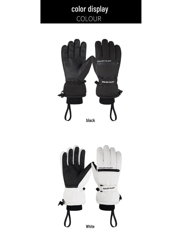 Водонепроницаемые зимние лыжные перчатки для мужчин и женщин, совместимые с сенсорным экраном, утолщенный плюш для велоспорта и мотоспорта