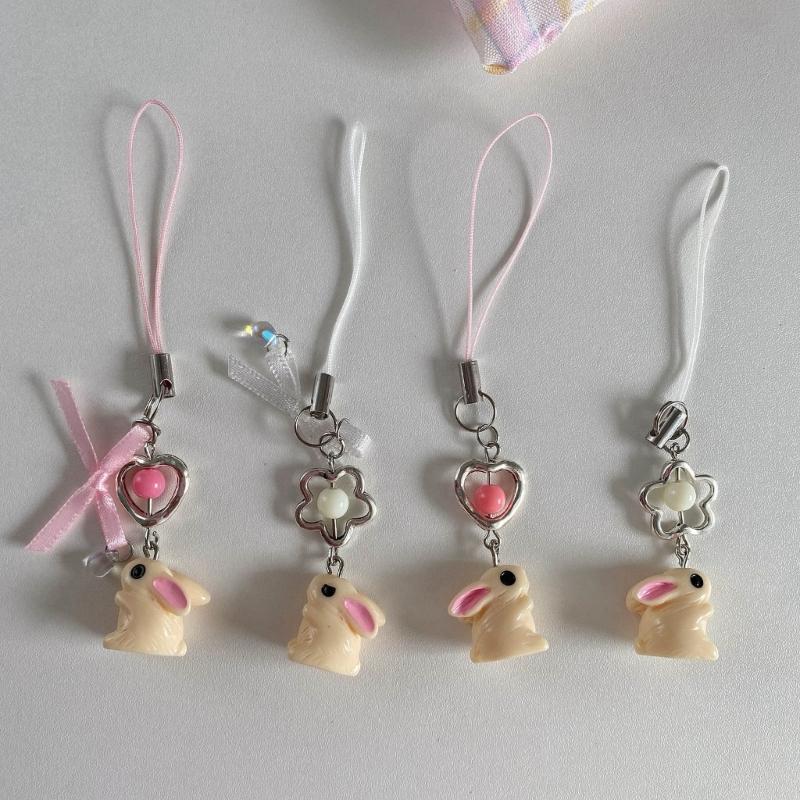 Кролик Лента Шарм для телефона Брелок Элегантный Бантик Подвеска-цветок Брелок для ключей Романтичный Брелок Подарок для Женщины Девушки Подростка