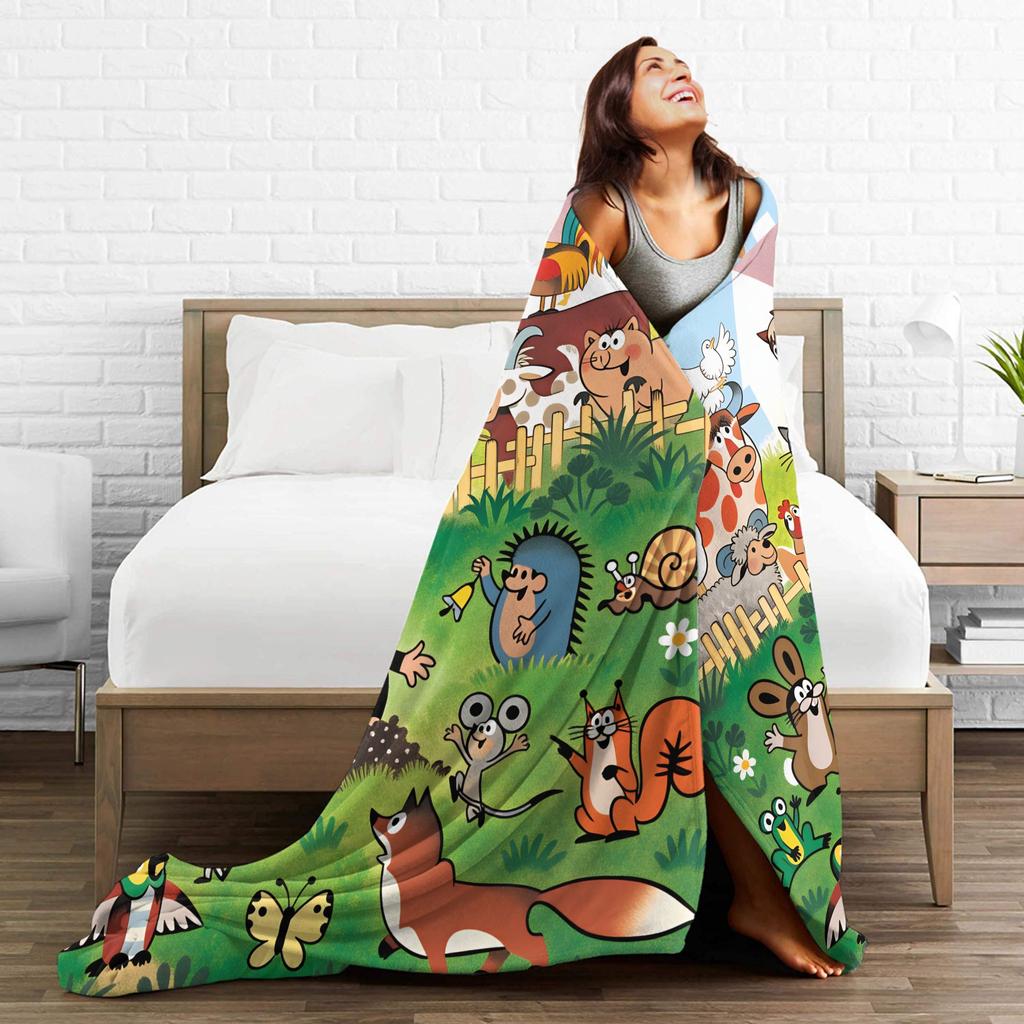 Czech Cartoon Krtek Mole Warm Cozy Blankets For Home Decor Print Throw Blanket Winter Camping Flannel Bedspread