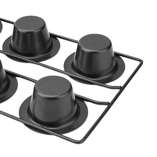 Popover Cake Pan Non-Stick Muffin Cupcake Bakeware for Oven Baking Vertical Cup Design 6-Cavity Versatile Waffle Pudding Pan