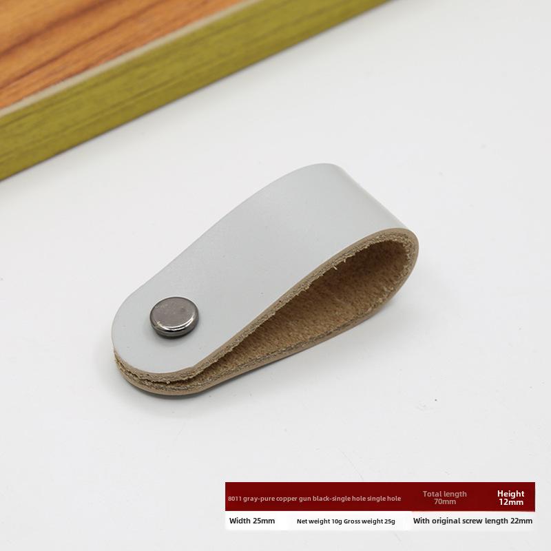 Кожаная ручка для дверцы шкафа и ящика, одно отверстие, вставки из чистой меди