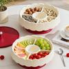 Красный поднос для закусок с крышкой, герметичный, новая коробка для хранения закусок, традиционная, пылезащитная, тарелка для фруктов, для гостиной дома