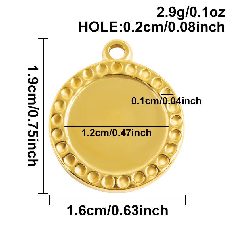 6Pcs Blank Settings Cabochon Pendants Round Rectangle Square Charm Stainless Steel Charms For Jewelry Making Bulk Diy Necklaces