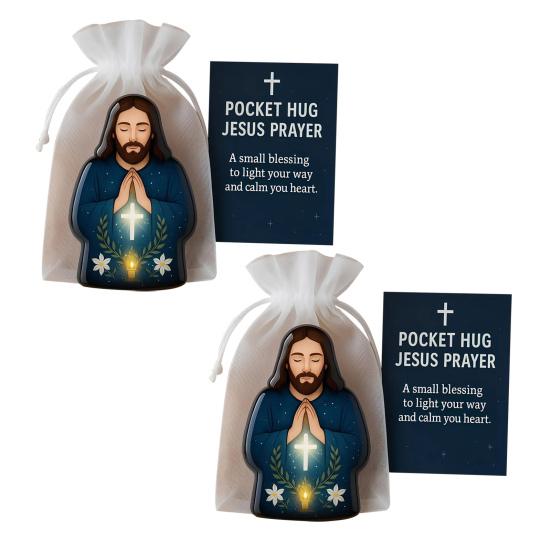 Pocket Hug Jesus Gift Blessing Jesus Prayer Figurine with Card Christian