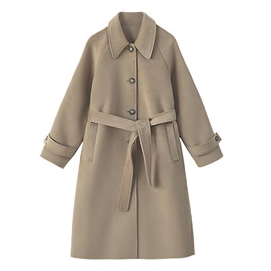 Осень-зима Женская куртка с поясом, толстый свободный отложной воротник, куртка для поездок на работу, однобортная, средней длины