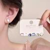 Colorful Cat's Eye Stone Silver Needle Earrings Set - Korean Style, Fresh & Elegant Design for Women
