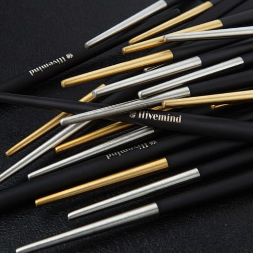 Hive Mind Chopsticks, Set of 5, 21.8cm Stainless Steel, Non-Slip, Gift, Present, Celebration (Black Gold)