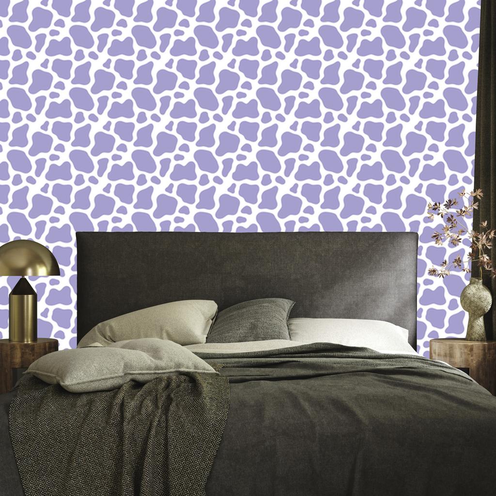 Cow Patches Wallpaper, Blue Background, Blue Center for Living Room and Bedroom 50x1000