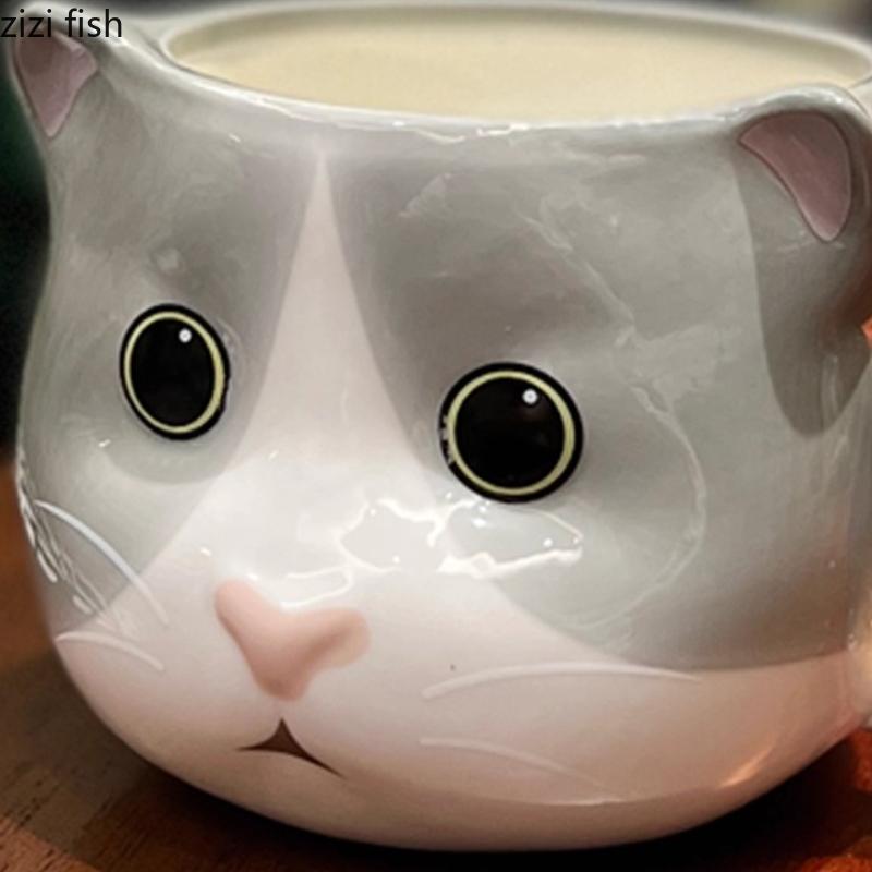 Мультяшная Кошка Чашка Керамическая Кружка Ручная Роспись Кофейная Кружка Парные Стаканы для Воды Офисные Кружки для Послеобеденного Чая Кружки для Завтрака Кружка для Молока