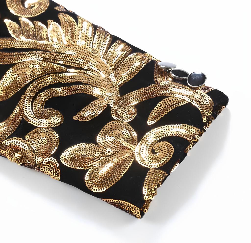 Детские Модные Пиджаки Блейзеры с Золотыми Блестящими Пайетками и Цветочным Узором