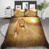 Prairie Lion Digital Printing Quilt Cover Pillowcase Three-Piece Set Polyester