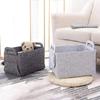 Foldable Felt Sundries Storage Basket With Handle Cosmetics Container Multifunction Laundry Storage Basket Desktop Organizer