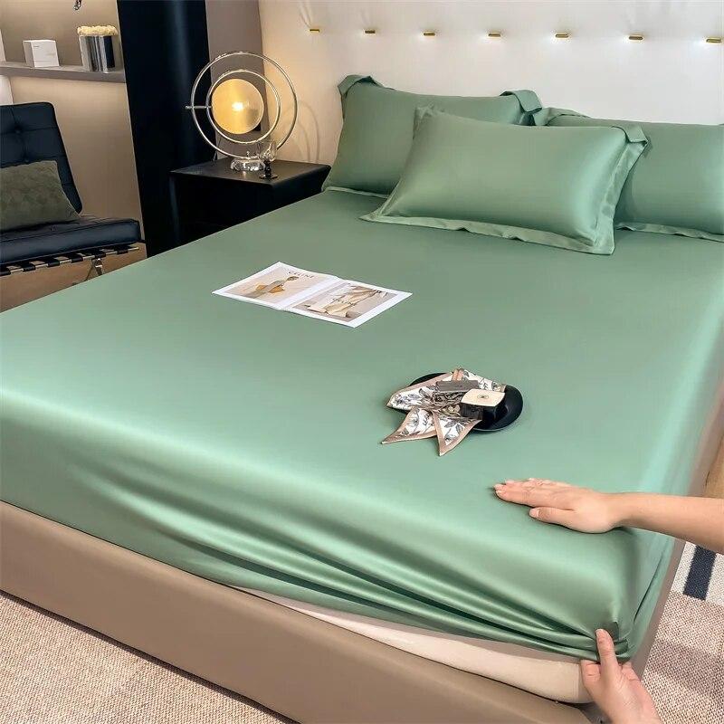 Набор из 3 шт., 100% бамбуковый чехол для матраса, наматрасник с наволочкой, охлаждающая простыня, 1000 нитей, противоскользящая простыня