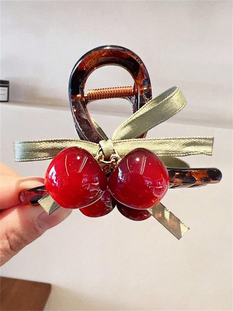 1 Женский новый летний французский бант-вишня заколка для волос вишня заколка-краб затылок пучок высокий хвост половина акулий коготь головной убор